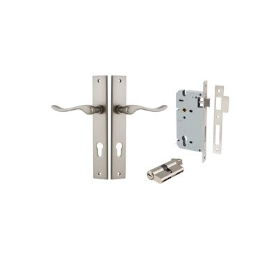 Iver Door Lever Stirling Rectangular Satin Nickel Key / Key Entrance Kit