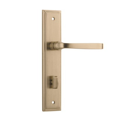 Iver Door Lever Annecy Stepped Privacy Pair Brushed Brass CTC85mm L117xP66mm BPH237xW50mm