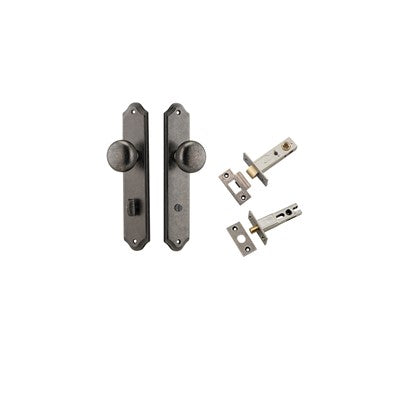 Iver Door Knob Cambridge Shouldered Distressed Nickel Privacy Kit