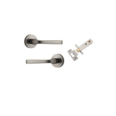 Iver Door Lever Annecy Rose Round Satin Nickel Passage Kit