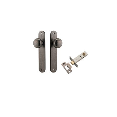 Iver Door Knob Cambridge Oval Distressed Nickel Passage Kit