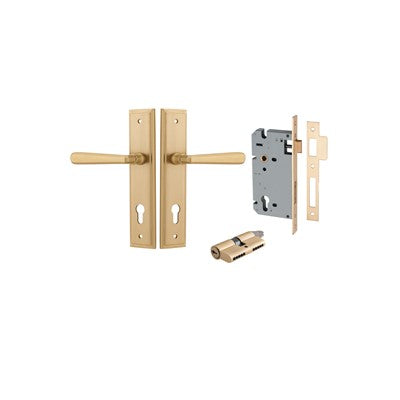 Iver Door Lever Copenhagen Stepped Brushed Brass Key / Key Entrance Kit