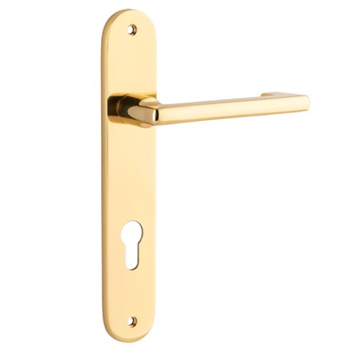 Iver Door Lever Baltimore Return Oval Euro Pair Polished Brass CTC85mm L128xP54mm BPH240xW40mm