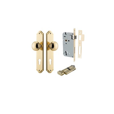 Iver Door Knob Paddington Shouldered Polished Brass Key / Thumb Entrance Kit