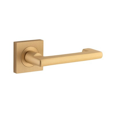 Iver Door Lever Baltimore Return Rose Square Concealed Fix Pair Brushed Brass L128xP57mm BPH52xW52mm