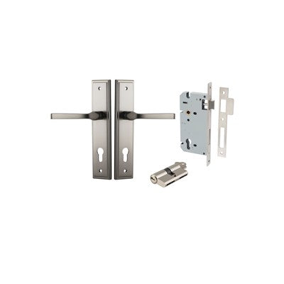 Iver Door Lever Annecy Stepped Satin Nickel Key / Key Entrance Kit