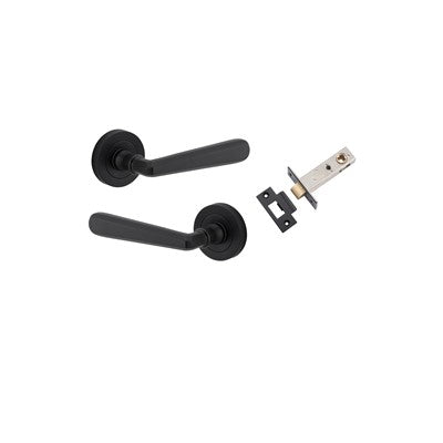 Iver Door Lever Copenhagen Rose Round Matt Black Passage Kit