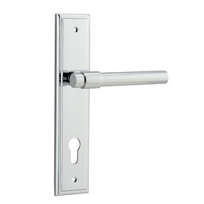 Iver Door Lever Helsinki Stepped Euro Pair Polished Chrome CTC85mm L137xP61mm BPH237xW50mm