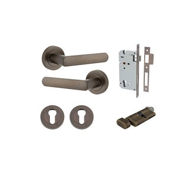 Iver Door Lever Osaka Rose Round Signature Brass Key / Thumb Entrance Kit