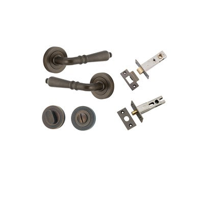 Iver Door Lever Sarlat Rose Round Signature Brass Privacy Kit