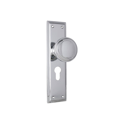 Tradco Door Knob Milton Euro Pair Chrome Plated H200xW50xP73mm