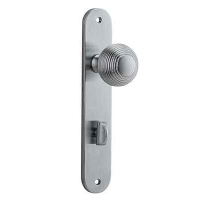 Iver Door Knob Guildford Oval Privacy Pair Brushed Chrome CTC85mm D52xP72mm BPH240xW40mm