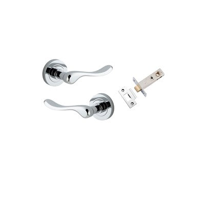 Iver Door Lever Stirling Rose Round Polished Chrome Passage Kit