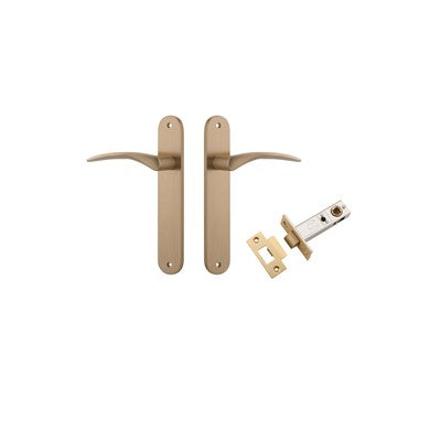 Iver Door Lever Oxford Oval Brushed Brass Passage Kit