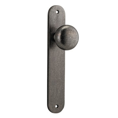 Iver Door Knob Cambridge Oval Latch Pair Distressed Nickel D55xP60mm BPH240xW40mm