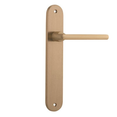 Iver Door Lever Baltimore Oval Latch Pair Brushed Brass L118xP54mm BPH240xW40mm