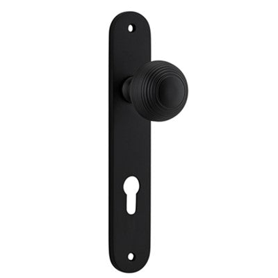 Iver Door Knob Guildford Oval Euro Pair Matt Black CTC85mm D52xP72mm BPH240xW40mm