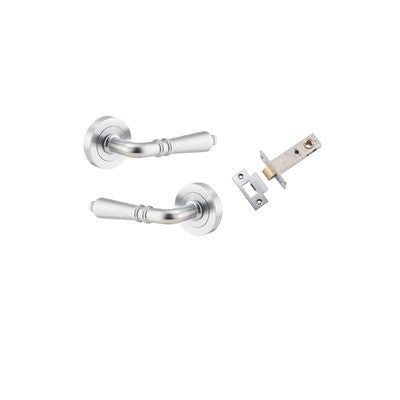 Iver Door Lever Sarlat Rose Round Brushed Chrome Passage Kit