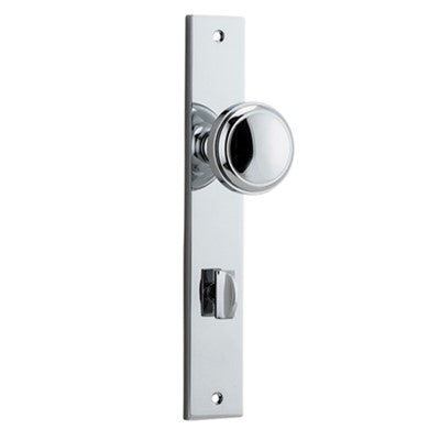 Iver Door Knob Paddington Rectangular Privacy Pair Polished Chrome CTC85mm D55xP61mm BPH240xW38mm