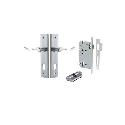 Iver Door Lever Stirling Stepped Brushed Chrome Key / Key Entrance Kit