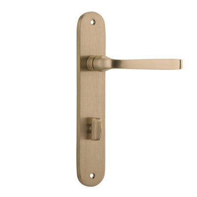 Iver Door Lever Annecy Oval Privacy Pair Brushed Brass CTC85mm L117xP63mm BPH240xW40mm