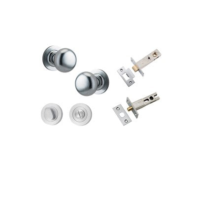 Iver Door Knob Cambridge Rose Round Brushed Chrome Privacy Kit