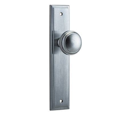 Iver Door Knob Paddington Stepped Latch Pair Brushed Chrome D55xP64mm BPH237xW50mm