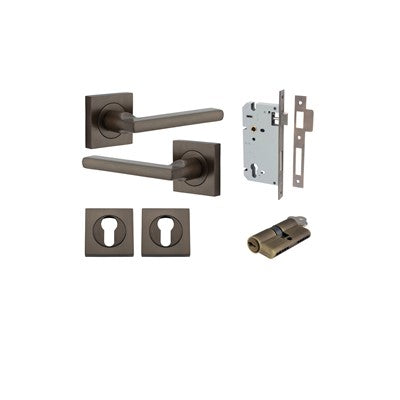 Iver Door Lever Baltimore Rose Square Signature Brass Key / Key Entrance Kit