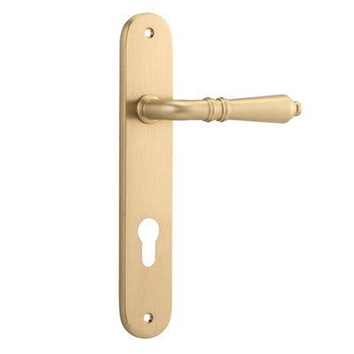 Iver Door Lever Sarlat Oval Euro Pair Brushed Brass CTC85mm L111xP53mm BPH240xW40mm