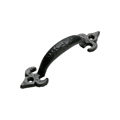 Tradco Cabinet Pull Handle Iron Fleur-de-lis Matt Black L125xP29mm