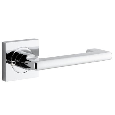 Iver Door Lever Baltimore Return Rose Square Polished Chrome Inbuilt Privacy Kit