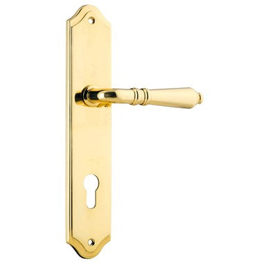 Iver Door Lever Sarlat Shouldered Euro Pair Polished Brass CTC85mm L111xP55mm BPH250xW48mm