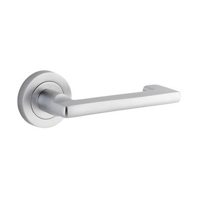 Iver Door Lever Baltimore Return Rose Round Concealed Fix Pair Brushed Chrome L128xP57mm BPD52mm