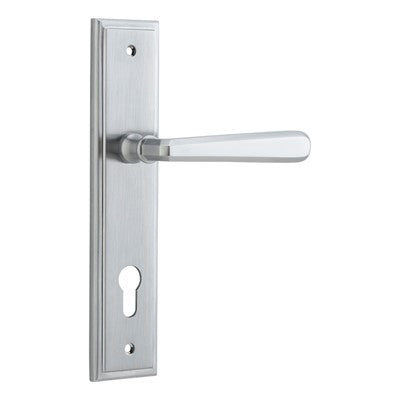 Iver Door Lever Copenhagen Stepped Euro Pair Brushed Chrome CTC85mm L120xP60mm BPH237xW50mm