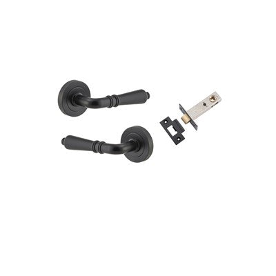 Iver Door Lever Sarlat Rose Round Matt Black Passage Kit