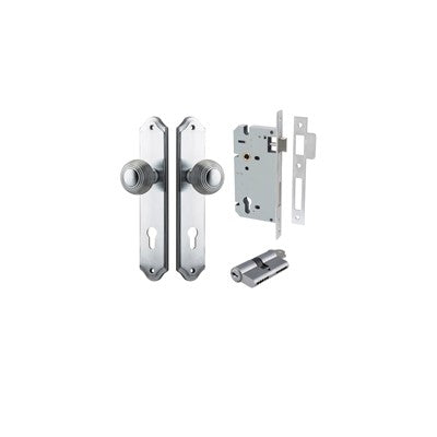 Iver Door Knob Guildford Shouldered Brushed Chrome Key / Key Entrance Kit