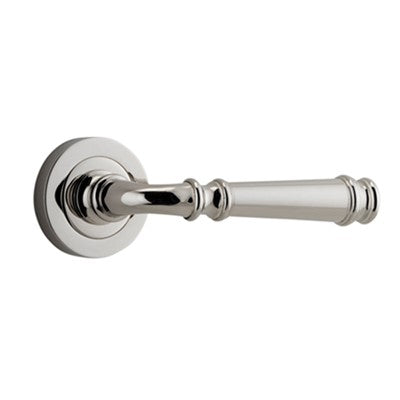 Iver Door Lever Verona Rose Round Concealed Fix Pair Polished Nickel L122 xP59mm BPD52mm