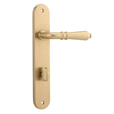 Iver Door Lever Sarlat Oval Privacy Pair Brushed Brass CTC85mm L111xP53mm BPH240xW40mm