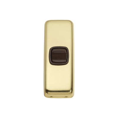 Tradco Switch Flat Plate Rocker 1 Gang Brown Polished Brass H82xW30mm