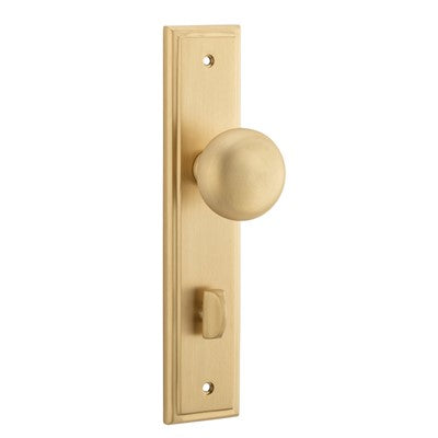 Iver Door Knob Cambridge Stepped Privacy Pair Satin Brass CTC85mm D55xP63mm BPH237xW50mm