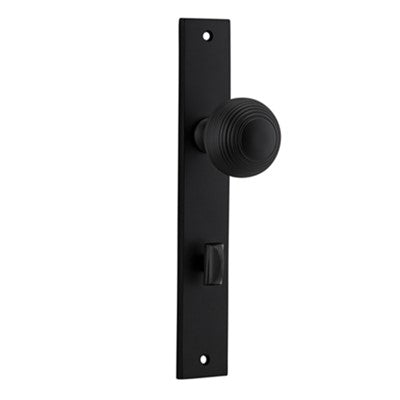 Iver Door Knob Guildford Rectangular Privacy Pair Matt Black CTC85mm D52xP72mm BPH240xW38mm