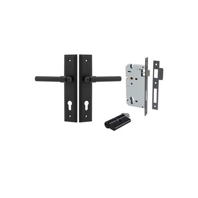 Iver Door Lever Helsinki Stepped Matt Black Key / Key Entrance Kit