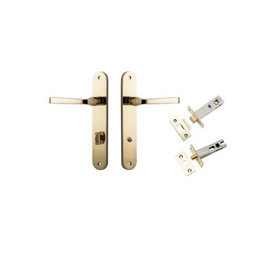 Iver Door Lever Annecy Oval Polished Brass Privacy Kit