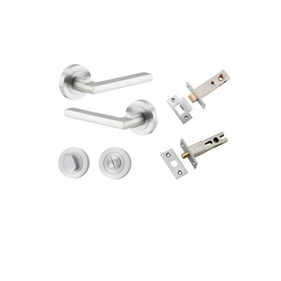 Iver Door Lever Baltimore Rose Round Brushed Chrome Privacy Kit