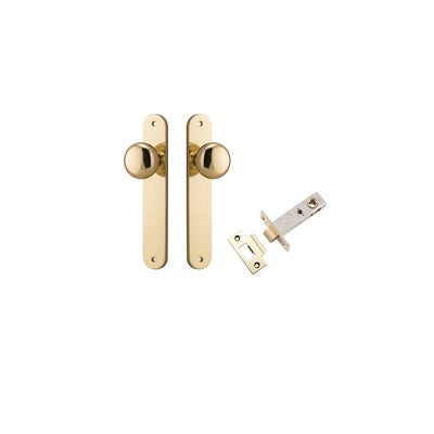 Iver Door Knob Cambridge Oval Polished Brass Passage Kit