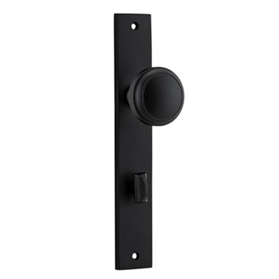 Iver Door Knob Paddington Rectangular Privacy Pair Matt Black CTC85mm D55xP61mm BPH240xW38mm