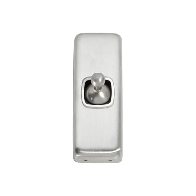 Tradco Switch Flat Plate Toggle 1 Gang White Satin Chrome H82xW30mm