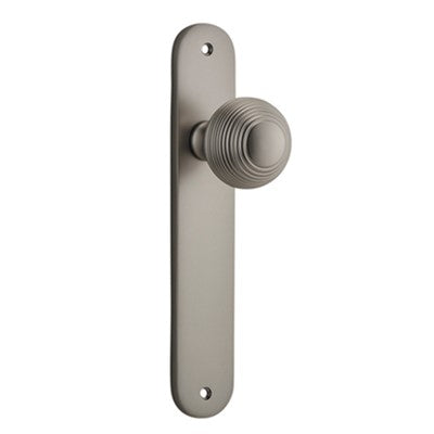 Iver Door Knob Guildford Oval Latch Pair Satin Nickel D52xP72mm BPH240xW40mm