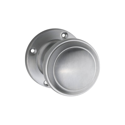 Tradco Door Knob Milton Round Rose Pair Satin Chrome D54xP65mm BP57mm