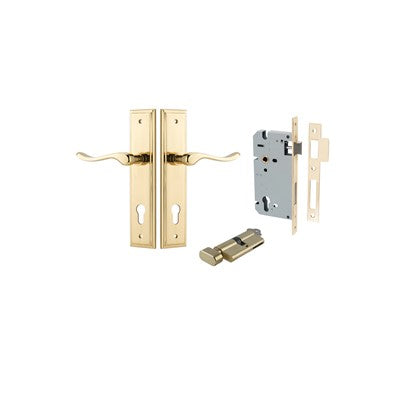 Iver Door Lever Stirling Stepped Polished Brass Key / Thumb Entrance Kit